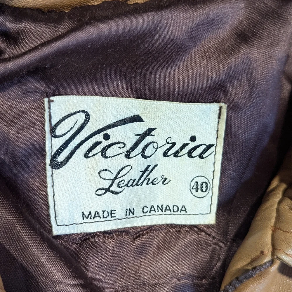 Vintage Tan Leather Zip Front Jacket - Picture 15 of 15